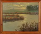 Frans Mars, Poldergezicht met molen, Olieverf op linnen
