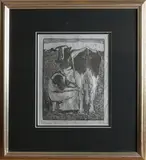 Houtsnede Jan Mankes, Melkende boerin, Houtsnede Jan Mankes
