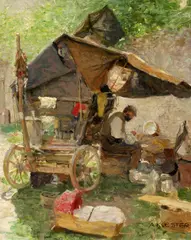 Der Kesselflicker by Alexander Koester, Öl auf Leinwand, sold May 2016