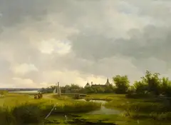 Ignaz Raffalt, Flusslandschaft, Öl auf Holz