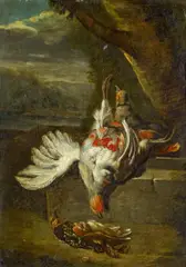 Jan Fyt, Jagdstillleben mit Feldhühnern, Öl auf Kupfer