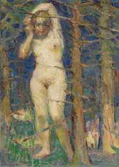 Paul Schad-Rossa, "Im sonnigen Gehölz", Öl auf Leinwand
