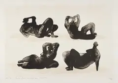 Four Reclining Figures by Henry Moore, 1973, Lithograph, on wove paper, with full margins, sold Jul 2020