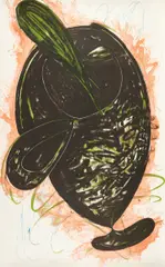 Untitled (Black Cup) by Elizabeth Murray, 1984, Lithograph with hand-coloring in blue and green, on Arches paper, the full sheet, sold Jul 2020