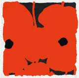 Red Poppies, April 25 by Donald Sultan, 2007, Screenprint with flocking and hand-applied silica in colors, on 2-ply museum board, with full margins, sold Jul 2020