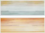 Ed Ruscha, Two People Temporarily Separated; and Man Walking Away from it All, 1980, Two etchings in colors, on R.K. Burt paper, with full margins