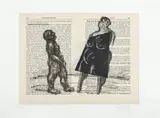 Eros in School by William Kentridge, 2001, Lithograph on book pages, with Chine-collé to Rives BFK paper, with full margins, sold Jul 2020