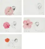 Kiki Smith, Untitled (Flower Farts), 2004, The complete set of five Iris prints with tissue paper collage, on wove paper, the full sheets