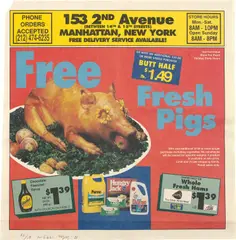 Robert Gober, Untitled (Fresh Pigs), 1993-94, Photolithograph in colors, on French Dur-O-Tone paper, folded (as issued), with full margins