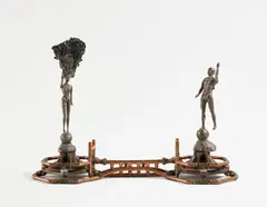Joel Otterson, Wet and Wild Ken & Barbie Andiron Set, 1993, Unique copper pipe and cast bronze sculpture