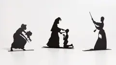 The Bush; Skinny; and De-boning (three sculptures) by Kara Walker, 2002, The complete set of three free-standing, laser-cut stainless steel multiples, painted black, sold Jul 2020