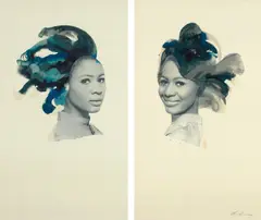 Lorna Simpson, Double Portrait, 2013, The complete set of two screenprints in colors, on felt, with full margins