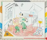 David Hockney, Pembroke Studio Interior, from Moving Focus Series, 1984, Lithograph in colors, on TGL handmade paper, the full sheet, contained in the original hand painted artist's frame (as issued)