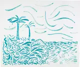 David Hockney, Green Bora Bora, 1979, Lithograph in green, on Rives BFK paper, with full margins