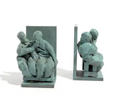Untitled (bookends) by Juan Muñoz, 1999, Set of two bronze bookends with patina, offered Oct 2020