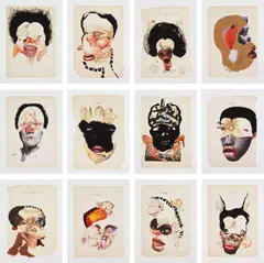 Wangechi Mutu, Histology of the Different Classes of Uterine Tumors, 2006, The complete set of 12 digital prints in colors with mixed media collage including hand-applied fur and glitter, on Epson Premium glossy photo paper, with full margins