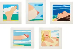 Tom Wesselmann, Seascape, 1978, The complete set of five pochoirs with embossing and hand-coloring, on Arches paper, with full margins