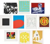 Various Artists, X + X (Ten Works by Ten Painters), 1964, The complete set of 10 screenprints in colors, one with die-cut and one with collage in colors, on Mohawk Superfine Cover paper (Lichtenstein on clear Mylar), with full margins, all contained in the original cream colored cloth-covered portfolio