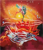 James Rosenquist, The Bird of Paradise Approaches the Hot Water Planet, from Welcome to the Water Planet Series, 1989, Monumental 33-color pressed paper pulp work with lithographic collage elements, on two sheets of TGL handmade paper and Rives BFK paper, the full sheets