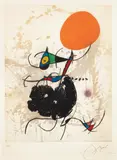 Joan Miró, Terre atteinte et soleil intact (Earth Affected and Sun Intact), 1973, Etching and aquatint in colors, on Arches watermark Maeght, with full margins