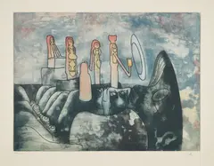 Untitled by Roberto Matta, 1970, Etching and aquatint in colors, on Lana paper, with full margins, sold Oct 2020