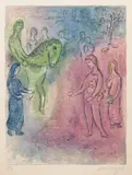 Arrivée de Dionysophane (The Arrival of Dionysophanes), plate 37 from Daphnis and Chloé by Marc Chagall, 1961, Lithograph in colors, on Arches paper, with full margins, sold Oct 2020