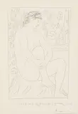 Pablo Picasso, Femme nue assise devant une rideau (Naked Woman Sitting in Front of a Curtain), plate 4 from La Suite Vollard, 1939, Etching, on Montval laid paper watermark Picasso, with full margins