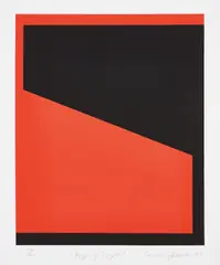 Rojo y Negro (Red and Black) by Carmen Herrera, 1993, Screenprint in red and black, on wove paper, with full margins, sold Oct 2020
