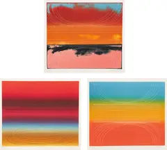 Ed Clark, Three etchings, for For the Sake of the Search, 1997, Three etchings with relief rainbow rolls in colors, on Arches and Rives paper, with full margins