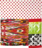 Robert Rauschenberg, Samarkand Stitches #VII, from Samarkand Stitches, 1988, Unique fabric assemblage including Ikat silk and domestic fabrics with screenprinting, lacking powder-coated aluminum rod for hanging