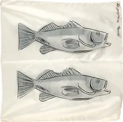 Fish by Andy Warhol, 1983, Screenprint in colors, on silk scarf, with full margins,, sold Oct 2020