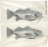 Fish by Andy Warhol, 1983, Screenprint in colors, on silk scarf, with full margins,, sold Oct 2020