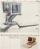 Ericsson Display Monitor Unit 3111, Wrapped Project for Personal Computer by Christo & Jeanne-Claude, 1985, Lithograph in colors with photograph, twine and plastic collage, on Arches Cover paper mounted to Museum board (as issue, sold Oct 2020