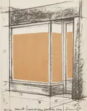 Storefront/Project for Landfall Press by Christo & Jeanne-Claude, 1978, Lithograph with brown paper collage, on wove paper, the full sheet, sold Oct 2020