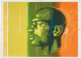 Ed Paschke, Michael Jordan, from One on One, 1994, Unique screenprint with metallic ink and hand-coloring in pastel and enamel marker, on wove paper, with full margins