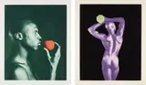 Robert Mapplethorpe, Untitled #3; and Untitled #5, from the Ken Moody Portfolio, 1986, Two photogravures with watercolor, screenprinting and one with flocking, on Arches paper, with full margins