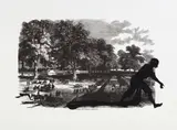Kara Walker, Banks's Army Leaving Simmsport, from Harper's Pictorial History of the Civil War (Annotated), 2005, Offset lithograph and screenprint, on Somerset paper, with full margins