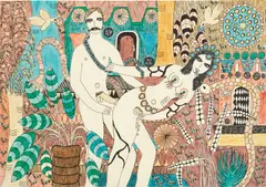 Dorothy Iannone, Is This Tantra, 1975, Ink and marker drawing in colors on wove paper