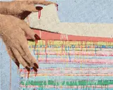 Marilyn Minter, Hands Folding, 1989, Screenprint in colors, on anodized aluminum panel mounted on aluminum frame (as issued)