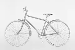 Bicycle by Ai Weiwei, 2014, Stainless steel body, white tires and seat imprinted with an image of the artist's face, sold Oct 2020