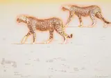 Larry Rivers, Peter's Cheetahs, 1976, Pochoir in colors with airbrushing in acrylic, on Arches 88 paper, the full sheet
