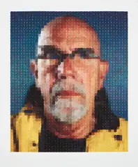 Chuck Close, Self Portrait (Yellow Raincoat), 2014, Archival watercolor pigment print, on Hahnemüle rag paper, with full margins