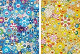 An Homage to Monogold 1960 C; And Homage to IKB 1957 C by Takashi Murakami, 2012, Two offset lithographs in colors, on smooth wove paper, the full sheets, sold Oct 2020