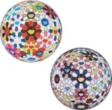 Flowerball (Lots of Colors); and Right There, The Breadth of Human Heart by Takashi Murakami, 2013, Two offset lithographs in colors, on smooth wove paper, the full sheets, sold Oct 2020