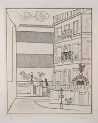 Place Pasdeloup No. 1 by Stuart Davis, 1929, A very rare lithograph, with chine collé to wove paper, with full margins, sold Dec 2020