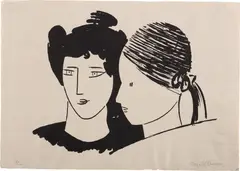 Stuart Davis, Two Heads, 1929, A very rare lithograph, on Rives BFK paper, with full margins
