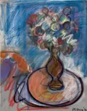 Robert De Niro Sr., Still Life, 1971, Pastel drawing on light blue wove paper, laid to heavy smooth wove paper