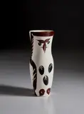 Pablo Picasso, Chouetton (Young wood-owl), 1952, White earthenware turned vase painted in white enamel, brown and black and with knife engraving