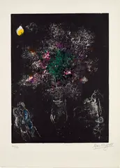 Fleurs de champs (Flowers of the Fields) by Marc Chagall, 1980, Lithograph in colors, on Arches paper, with full margins, sold Dec 2020