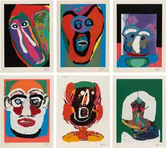 Bedized Pudding Canadian Suite by Karel Appel, 1979, mixed media prints with embossing on paper, sold Dec 2020